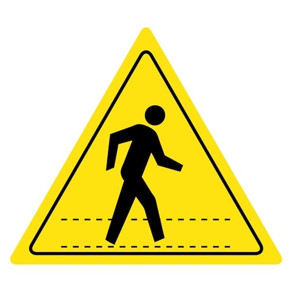 Pedestrian Crossing Floor Sign 16in Diameter Non Slip Floor Sign